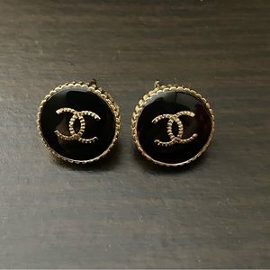 CHANEL Round CC Button Earrings